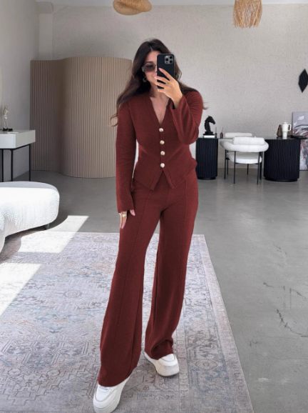 Women’s Casual Knitted Cardigan & Pants Set