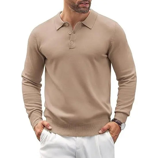 Men's wear Knit Polo Shirts Casual Long Sleeve