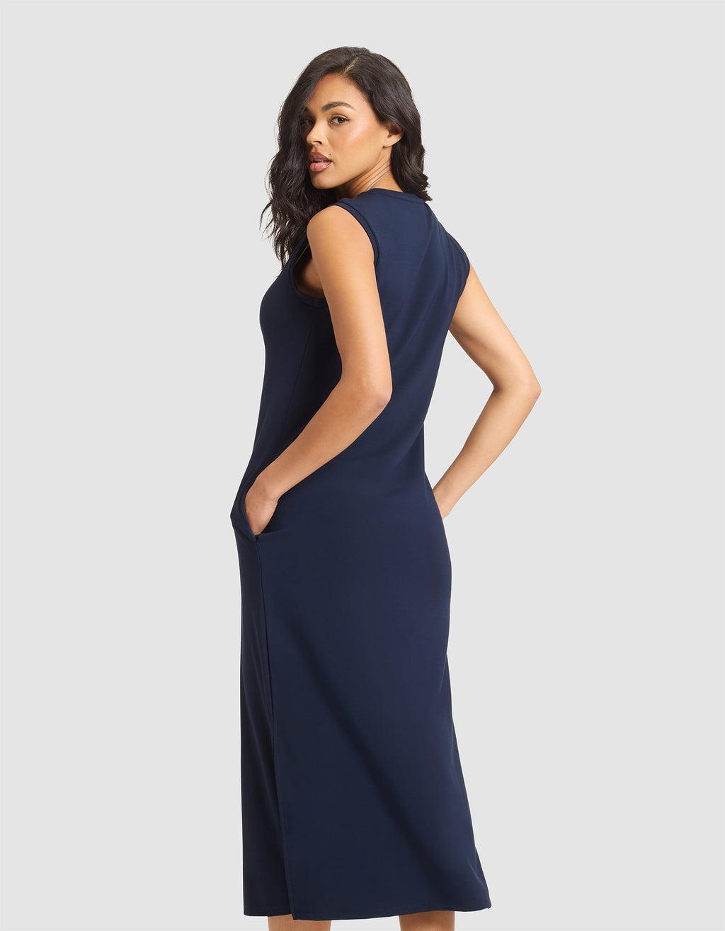 Women's Brushed Bamboo Sleeveless Midi Dress